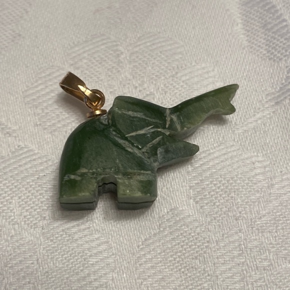 Vintage Carved Jade Elephant Pendant